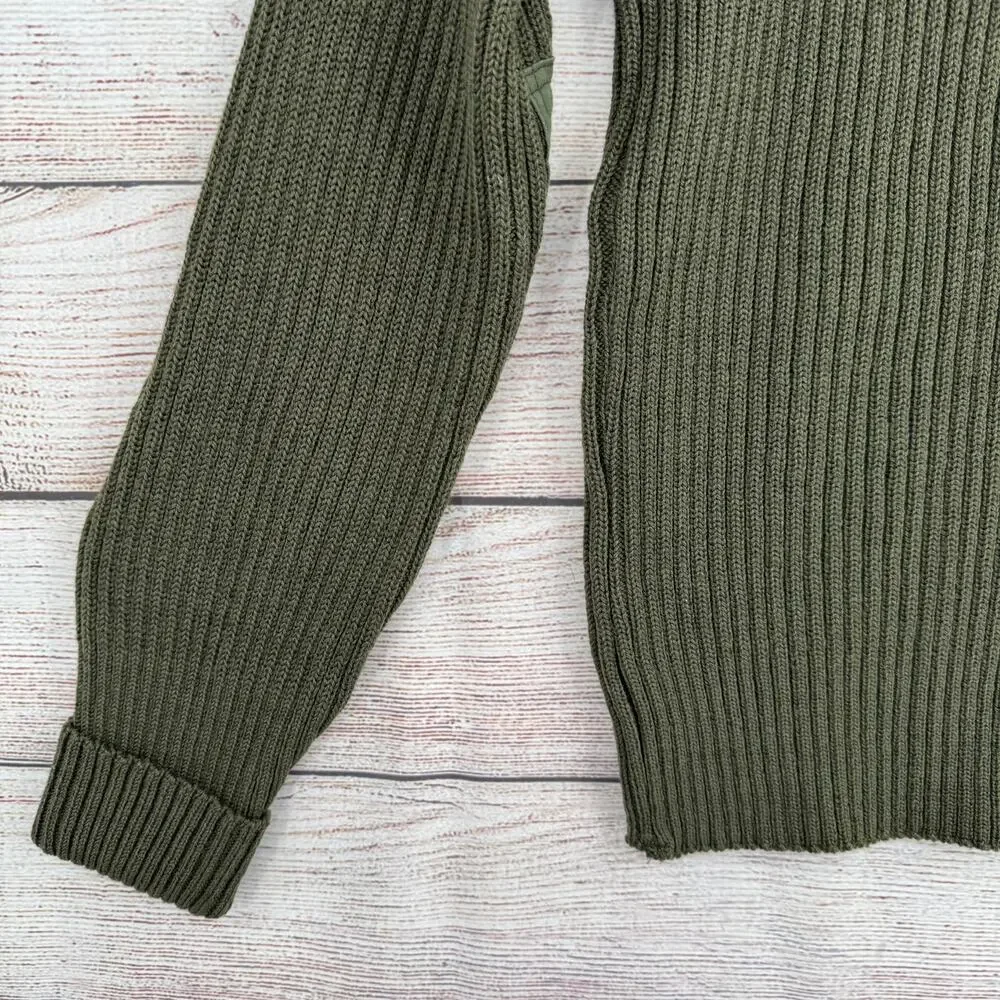 Vintage SEBO Knitwear Army Wool Commando Military Sweater Mens 40 Green Rib Knit
